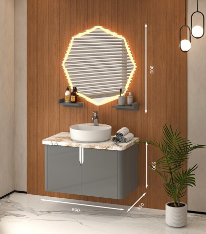 Tủ Lavabo treo tường T0189-5 tone màu xám hiện đại