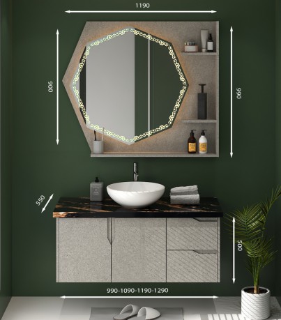 Tủ Lavabo treo tường T0199 – 11 Laminate vân đá xám sang trọng