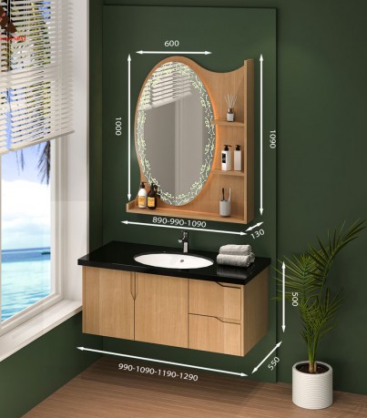 Tủ Lavabo treo tường vân gỗ nâu sáng T0199 – 14