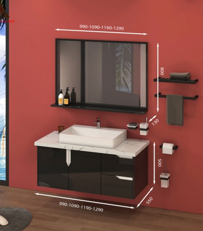 Tủ Lavabo T01109 - 2 tone màu đen thu hút và sang trọng Tủ Lavabo T01109 - 2 tone màu đen thu hút và sang trọng