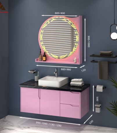 Tủ Lavabo treo tường tone hồng ngọt ngào mã T01119 – 6
