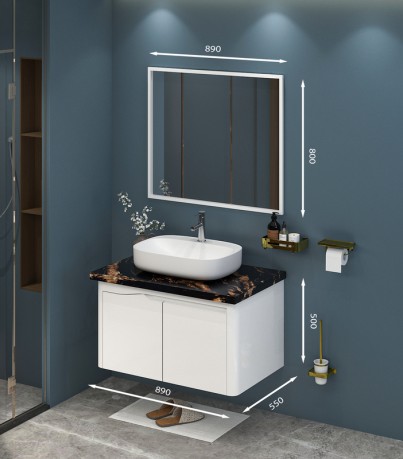 Tủ Lavabo treo tường T0289 - 1 tone trắng nhã nhặn.  