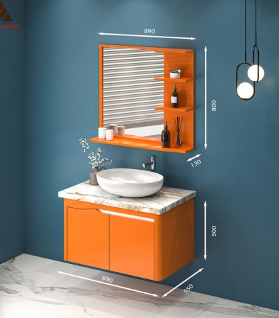 Tủ Lavabo treo tường T0289 - 3 tone cam rực rỡ.