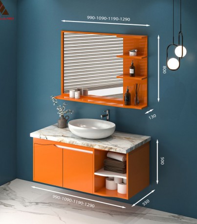 Tủ Lavabo treo tường T02119 - 3 tone màu cam nổi bật Tủ Lavabo treo tường T02119 - 3 tone màu cam nổi bật