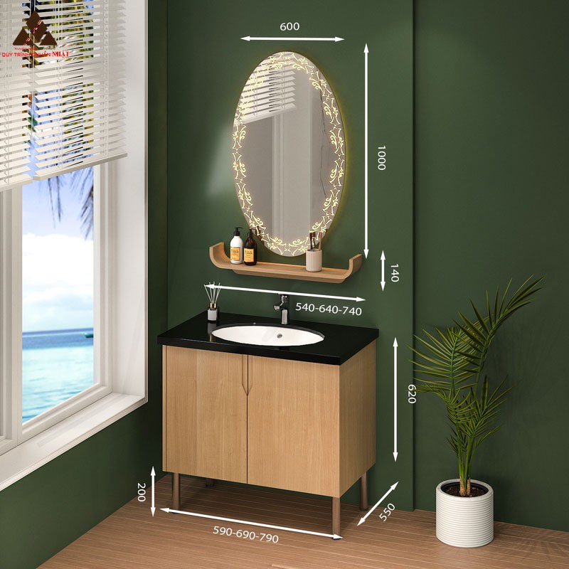 Tủ lavabo chân đứng mã C0169 - 14 vân gỗ nâu nhạt cực thanh lịch 