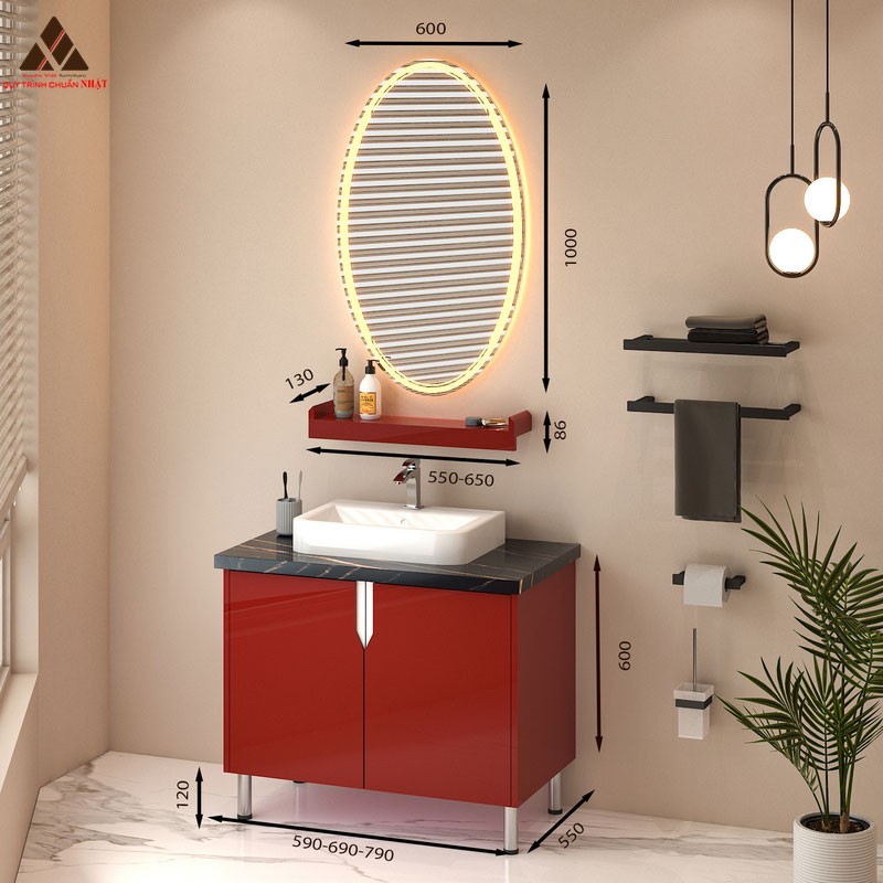 Tủ Lavabo C0179-7 tone màu đỏ đun rực rỡ