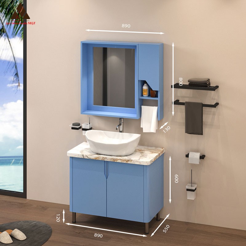 Tủ Lavabo tone xanh lơ hiện đại mã C0189-4 