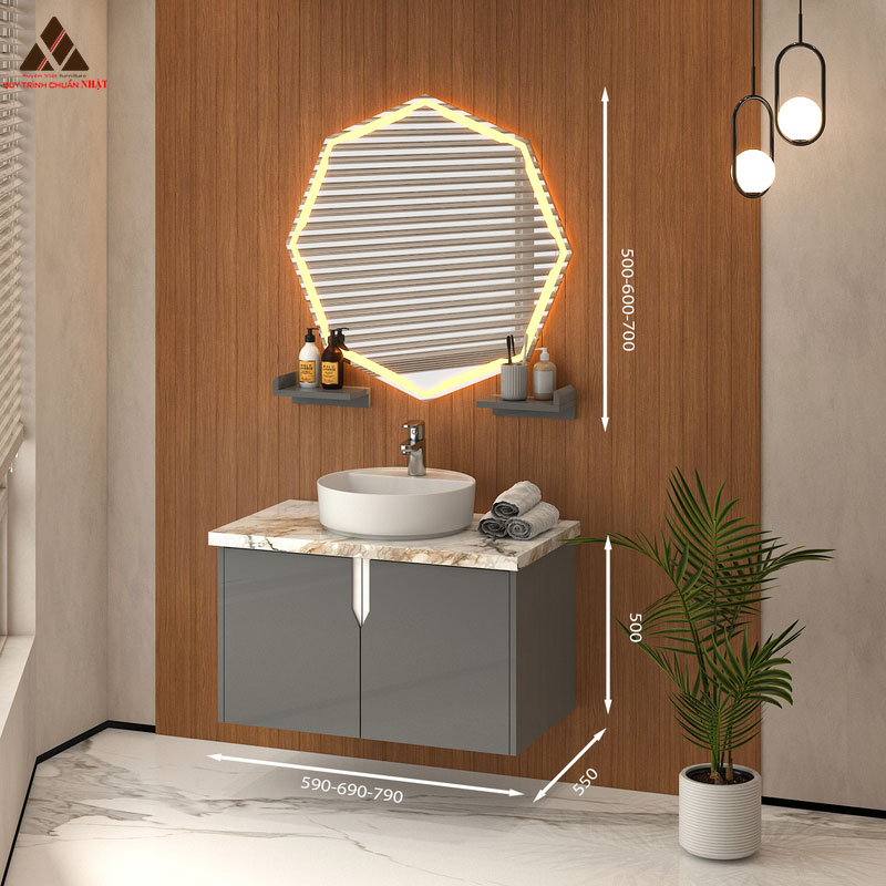 Tủ Lavabo treo tường T0169-5 tone màu xám hiện đại