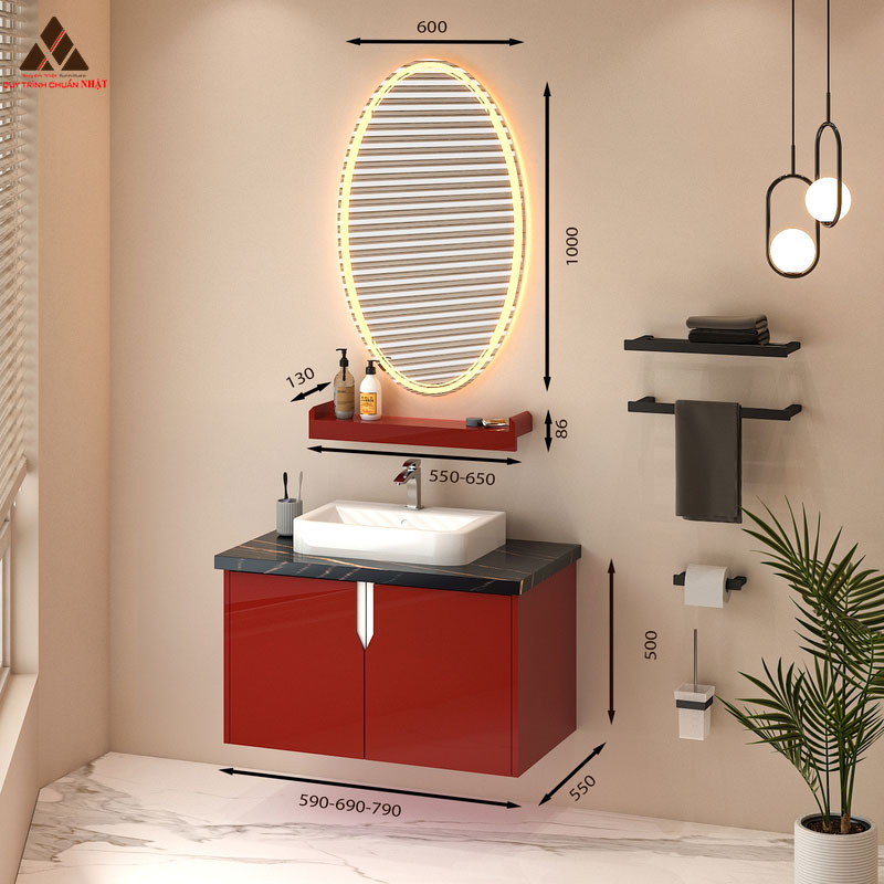 Tủ Lavabo treo tường T0179 - 7 màu đỏ đun quyến rũ