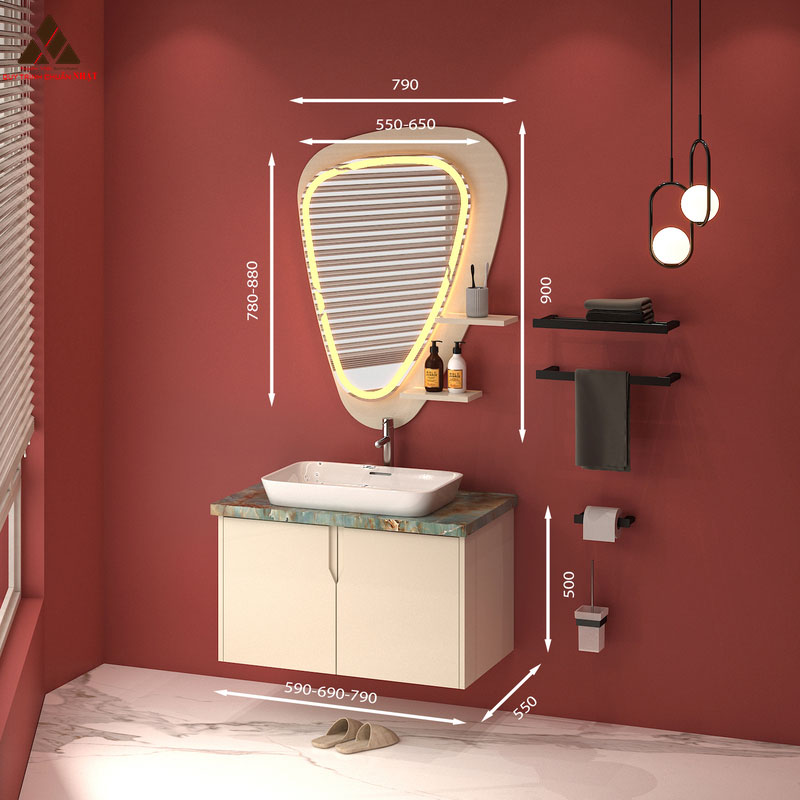 Tủ Lavabo treo tường T0169-8 tone màu kem thanh lịch và trang nhã