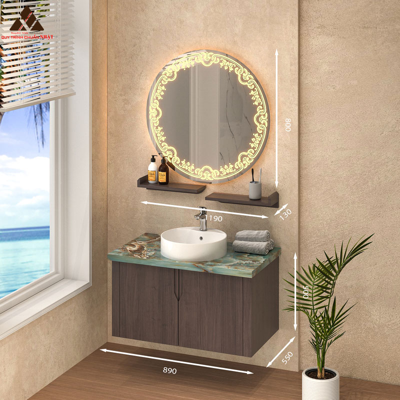 Tủ Lavabo T0189 - 10 Laminate vân gỗ nâu trầm ấm