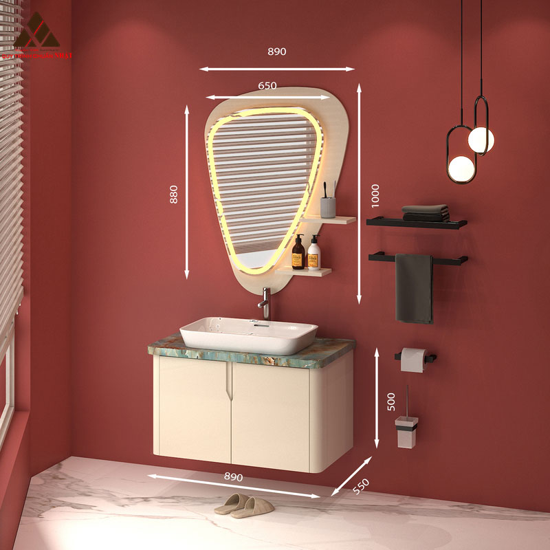 Tủ Lavabo treo tường T0189 - 8 tone kem nhã nhặn
