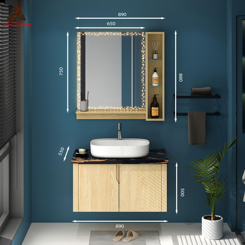 Tủ Lavabo T0189 - 9 Laminate vân gỗ tự nhiên
