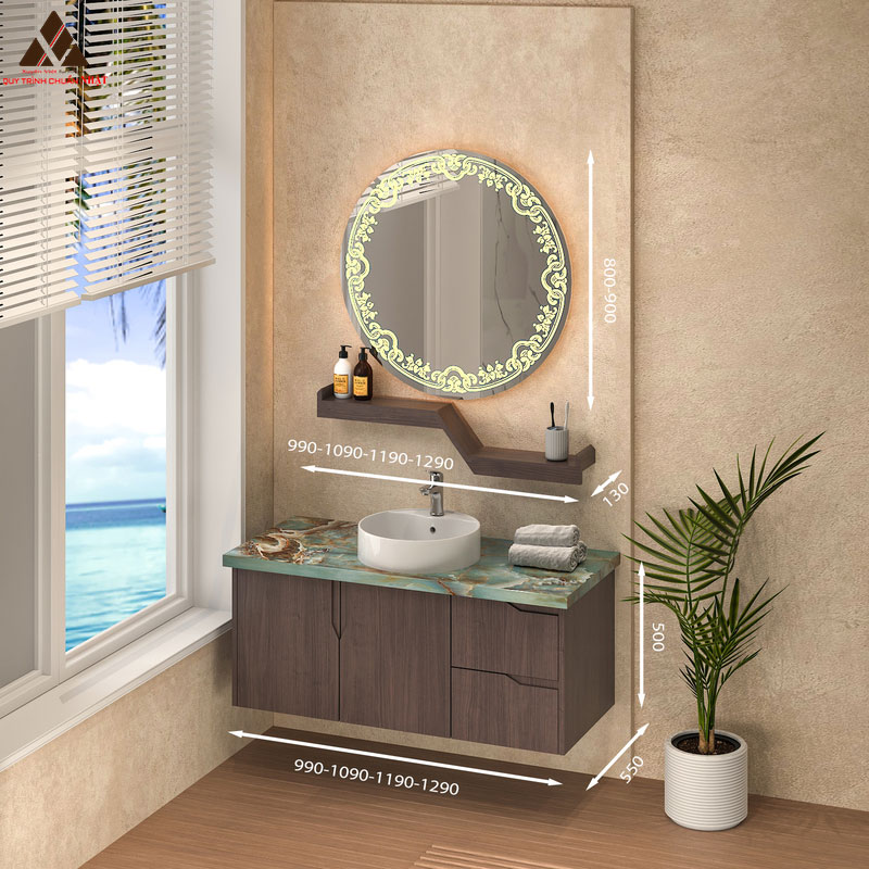 Tủ Lavabo T01119 - 10 Laminate vân gỗ nâu lịch lãm