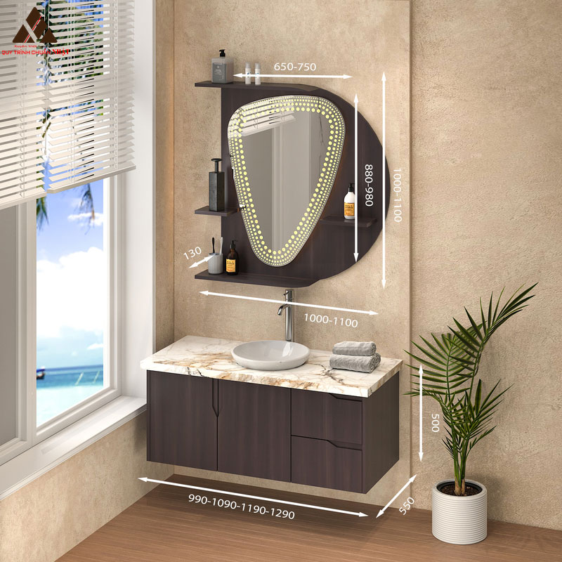 Tủ Lavabo T01129 – 12 Laminate vân gỗ nâu sẫm 