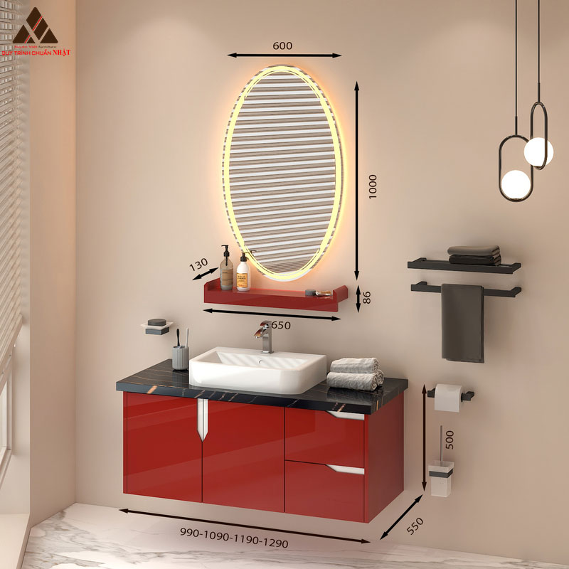 Tủ Lavabo treo tường T0199 - 7 tone đỏ cực đẹp