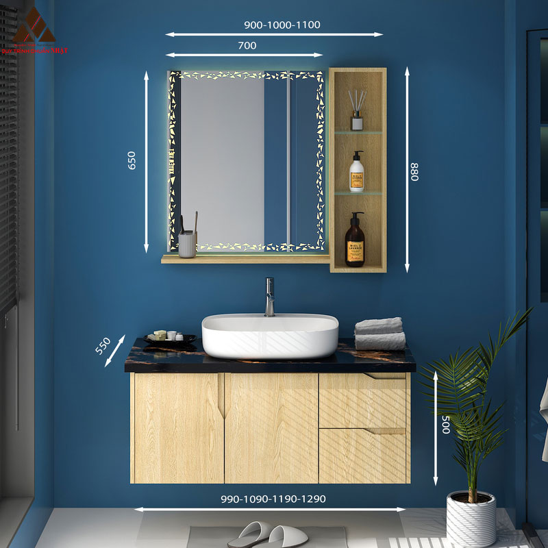 Tủ Lavabo T01119 - 9 Laminate vân gỗ sang trọng