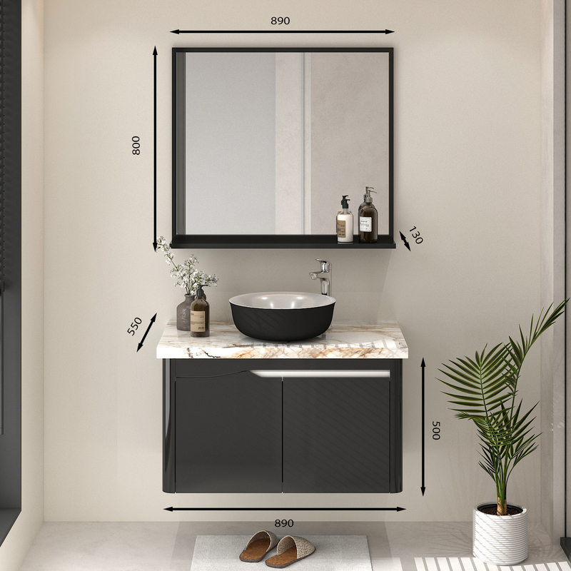 Hình ảnh mẫu tủ lavabo T0289-2 tone đen sang trọng