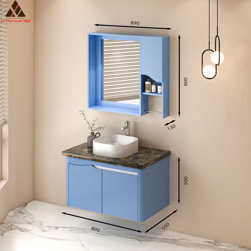 Hình ảnh mẫu Tủ Lavabo treo tường T0289 - 4 tone xanh thanh lịch