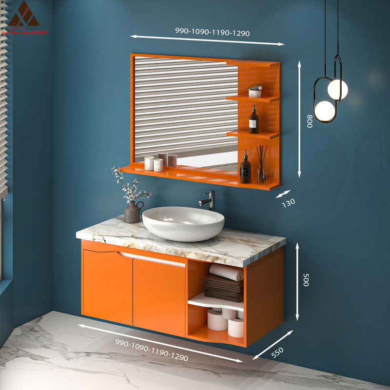 Hình ảnh mẫu tủ lavabo T02119-3 tone cam nổi bật