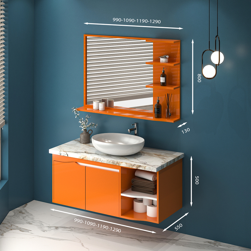 Hình ảnh mẫu tủ lavabo treo tường T02109-3 tone cam nổi bật