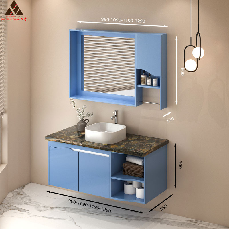 Hình ảnh mẫu tủ lavabo treo tường T0299-4 tone xanh thanh lịch