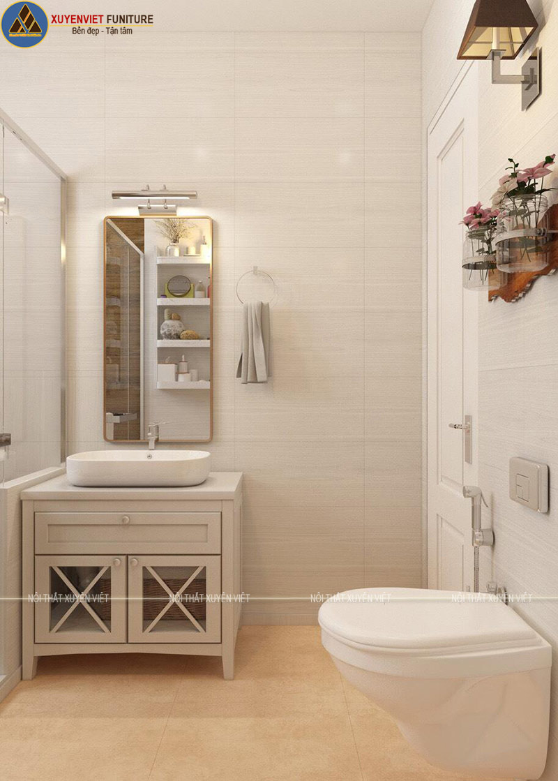 Hình ảnh bộ tủ lavabo tân cổ điển chân đứng XVL715 phòng tắm thứ nhất