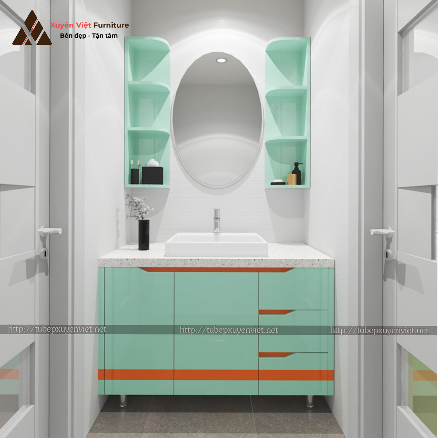 Hình ảnh mẫu thiết kế bộ tủ lavabo chân đứng XVL692 thứ nhất nhà Chị Thảo