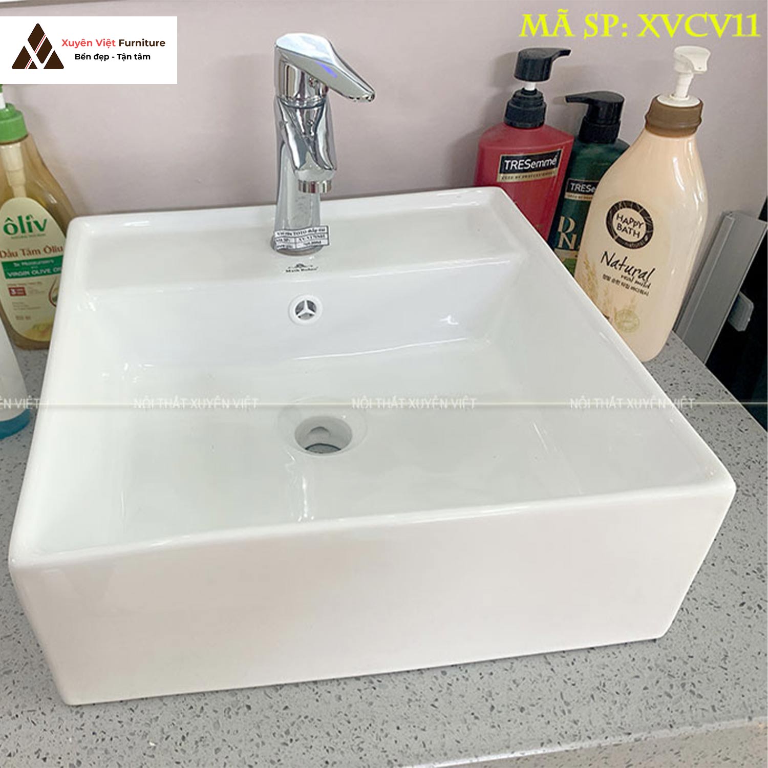 Tính năng của chậu rửa lavabo đặt bàn hình vuông sang chảnh XVCV11
