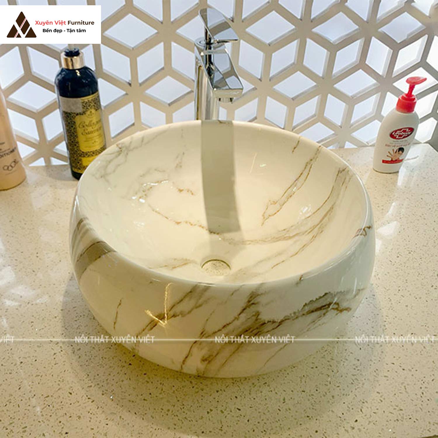 Tính năng của chậu rửa lavabo đặt bàn tròn vân đá XVCT22