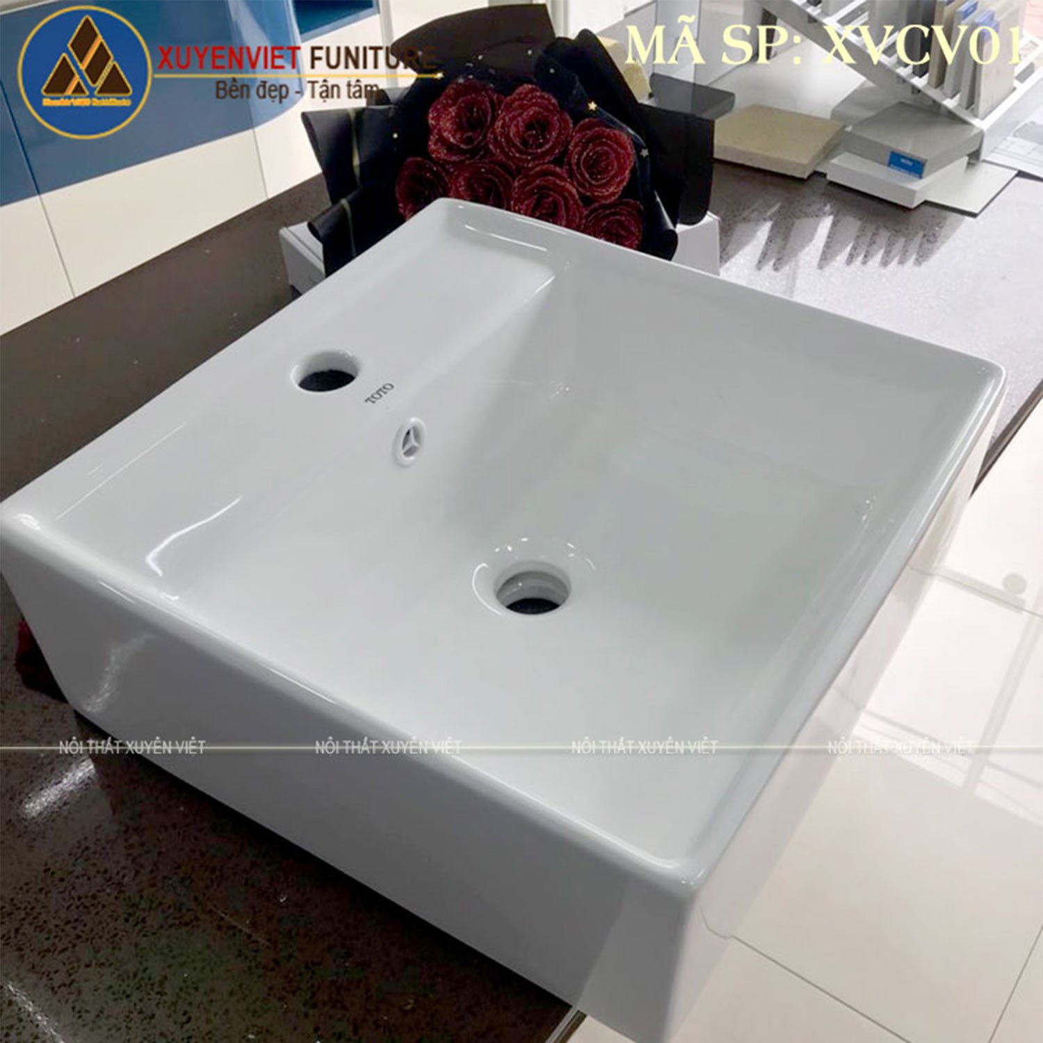 Tính năng của chậu rửa lavabo đặt bàn dáng hình vuông hiện đại XVCV01 tại Xuyên Việt