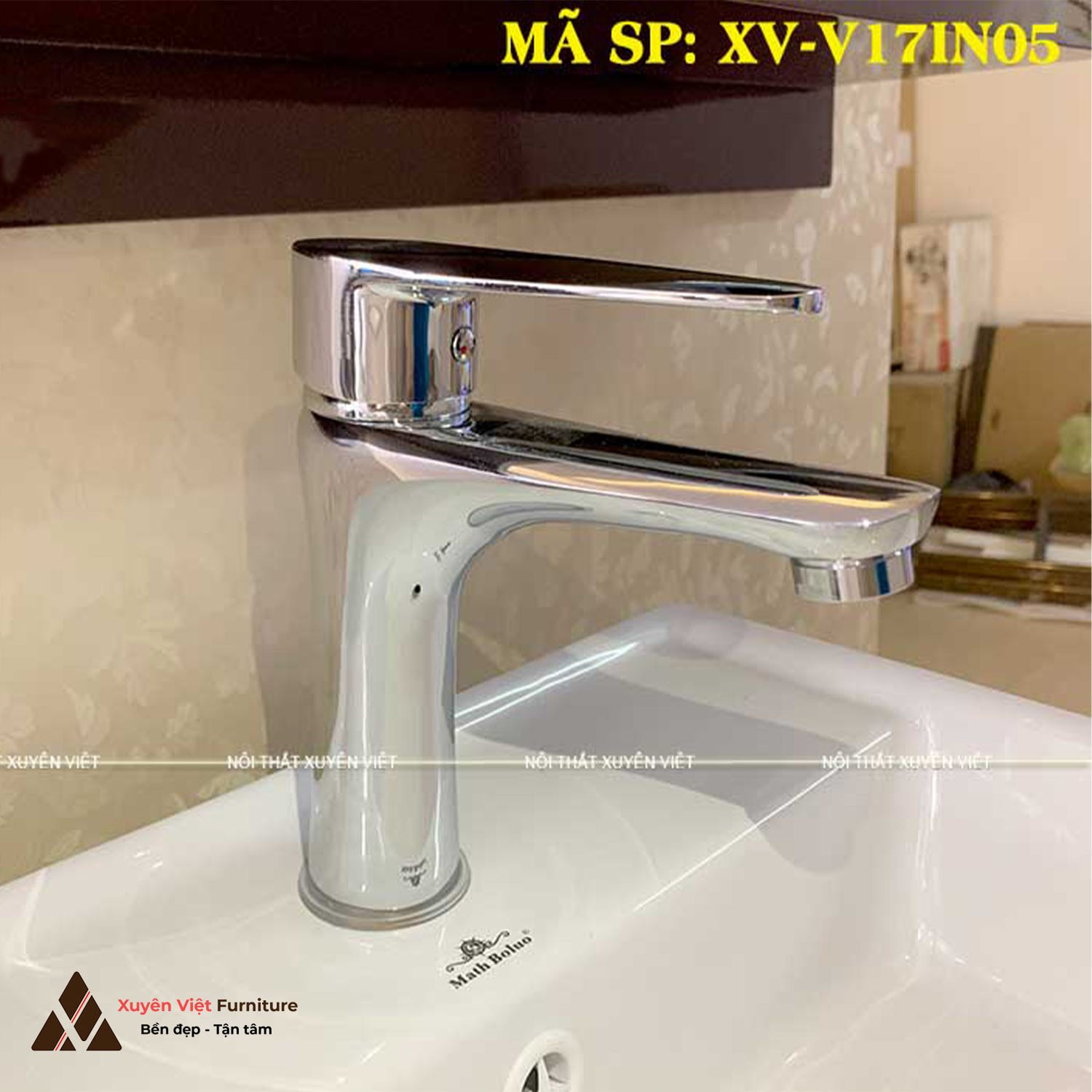 Chiếc vòi rửa lavabo XV-V17IN05 phù hợp lắp chậu âm bàn, dương vành hay đặt nổi đều được