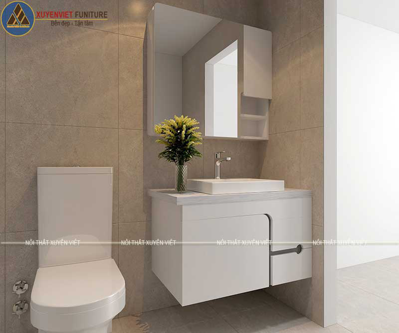 Hình ảnh bộ tủ chậu lavabo XVL753 mà Xuyên Việt thiết kế cho phòng tắm thứ nhất nhà chị Phương