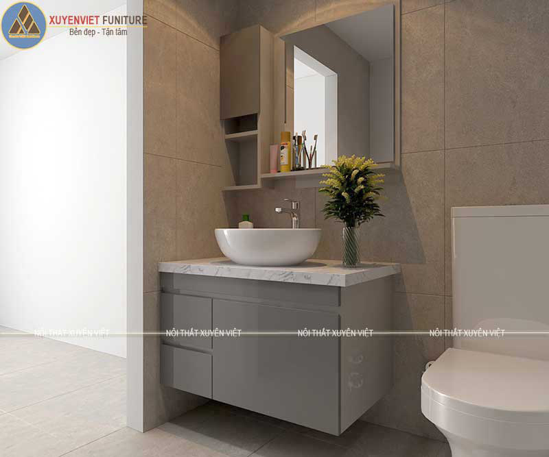 Hình ảnh bộ tủ chậu lavabo XVL753 mà Xuyên Việt thiết kế cho phòng tắm thứ hai nhà chị Phương