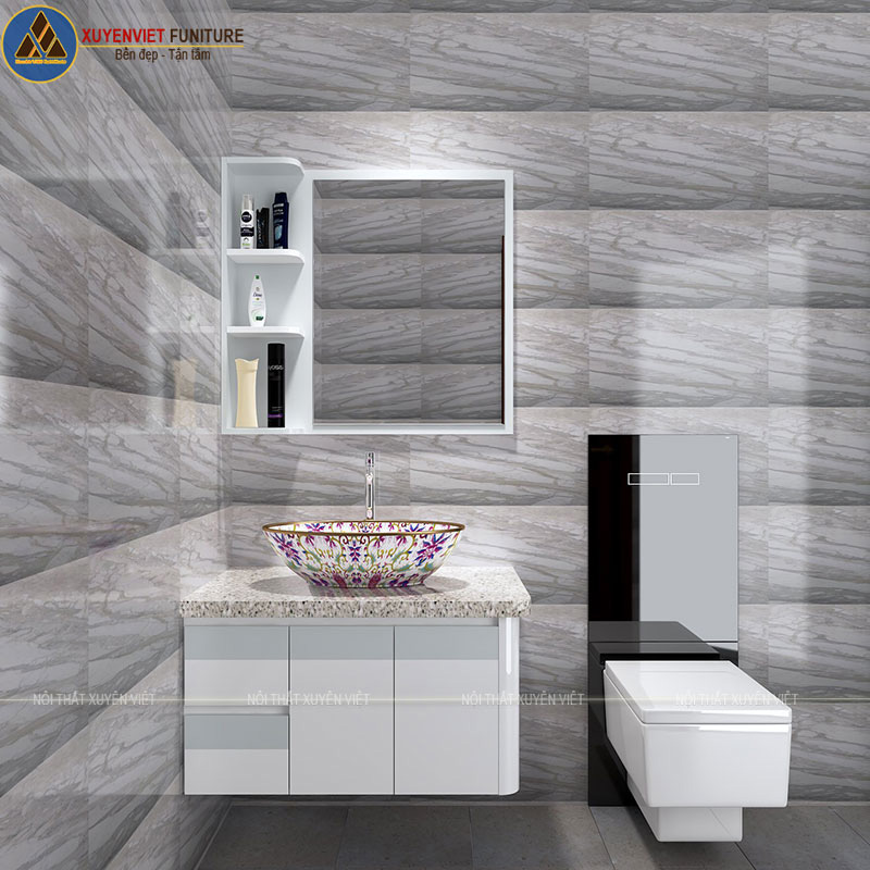 3D sắc sảo cho bộ tủ lavabo treo tường mát mắt dịu êm như làn sóng nhẹ nhàng