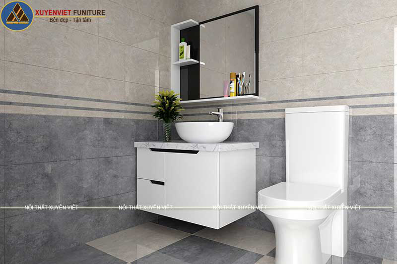 Hình ảnh bộ tủ chậu rửa mặt hiện đại XVL751 mà Xuyên Việt thiết kế cho phòng tắm thứ hai nhà anh Minh