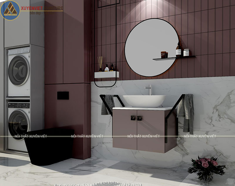 Mẫu tủ lavabo đẹp LBK2021 cho phòng tắm nhỏ theo góc nhìn thẳng