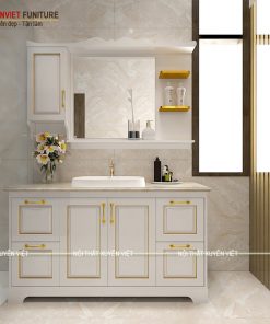 Tủ lavabo tân cổ điển XVL762 phòng thứ nhất cho phòng tắm nhà anh Tuấn được Xuyên Việt thiết kế