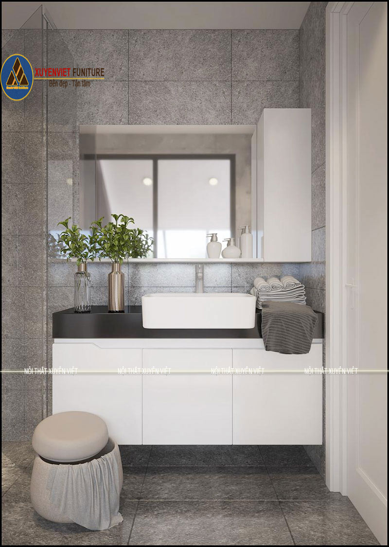 Hình ảnh bộ tủ lavabo hiện đại XVL734 tại Xuyên Việt thiết kế riêng cho phòng tắm thứ nhất