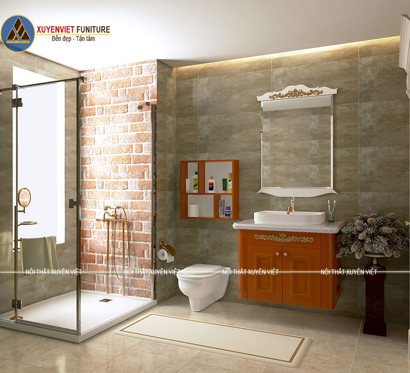 Tủ chậu lavabo cổ điển LBK2018 phù hợp với không gian phòng tắm có diện tích nhỏ