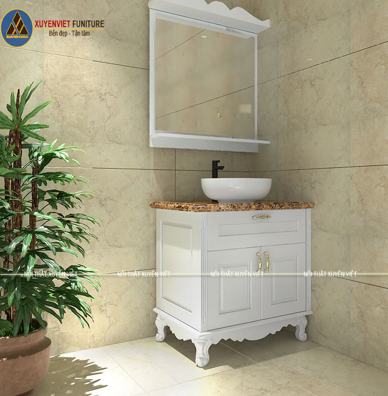 Hình ảnh bộ tủ chậu lavabo cổ điển XVL732 được xuyên Việt thiết kế riêng cho phòng tắm thứ hai nhà anh Thế, Hà Nội