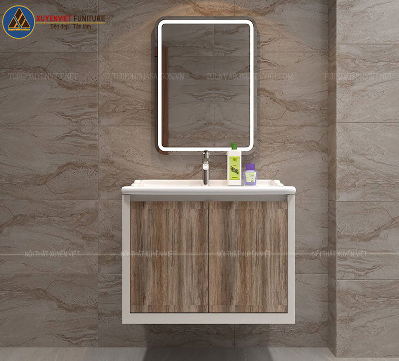 Sản phẩm tủ lavabo treo tường đứng độc lập có thể thấy tổng thể tạo không gian mới mẻ cho không gian phòng tắm 