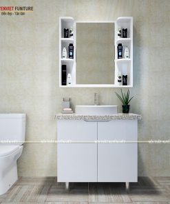 Hình ảnh bộ tủ chậu phòng tắm chân đứng XVL731 tại Xuyên Việt thiết kế riêng cho phòng tắm thứ hai nhà chị Thu