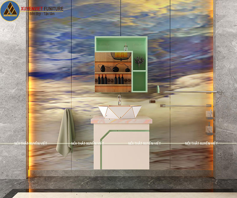 Hình ảnh bộ tủ lavabo acrylic LBK3004 theo cách phối khác cho quý khách lựa chọn