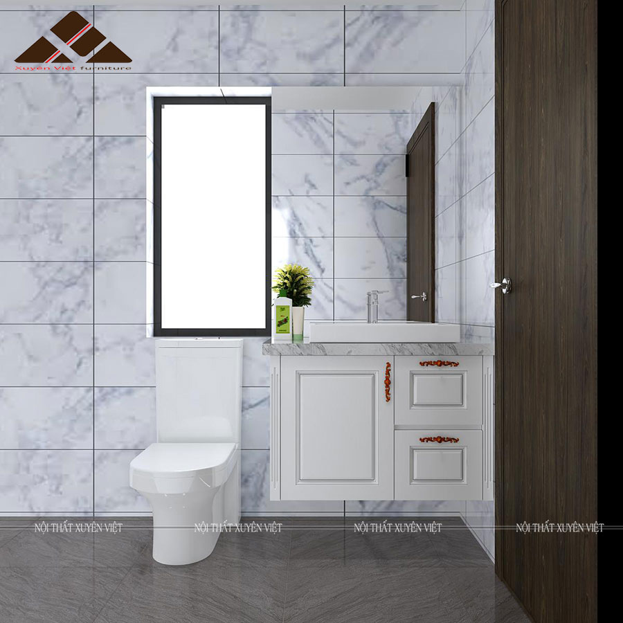 Hình ảnh tủ lavabo cổ điển bằng nhựa PVC XVL726 phòng tắm thứ nhất