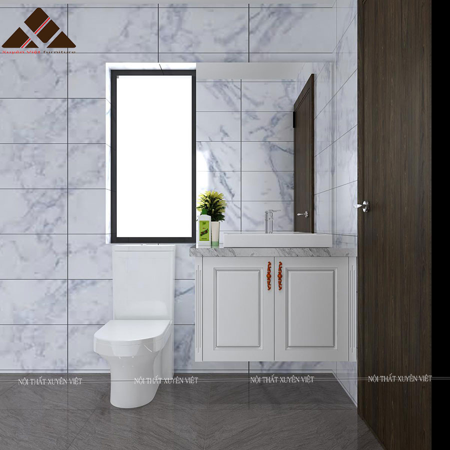 Hình ảnh tủ lavabo cổ điển bằng nhựa PVC XVL726 phòng tắm thứ hai