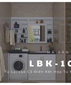 Hình ảnh bộ tủ lavabo cổ điển kết hợp tủ máy giặt LBK1022 cực kì sang chảnh trong phòng tắm
