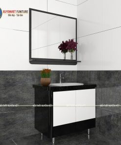 Hình ảnh mẫu tủ lavabo đẹp XVL735 tại Xuyên Việt thiết kế cho phòng tắm thứ hai nhà anh Sơn