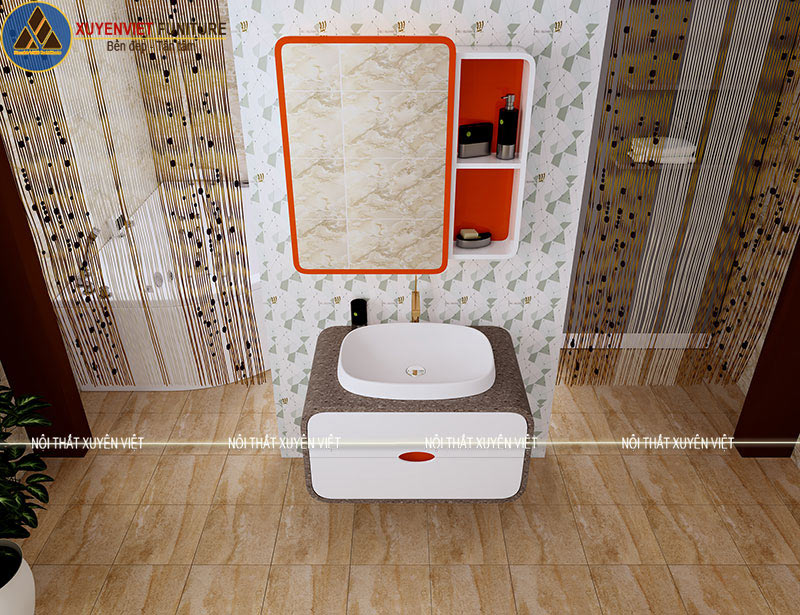 Bộ tủ lavabo giả vân đá LBK2034 mang một đẳng cấp rất riêng trong phòng tắm 