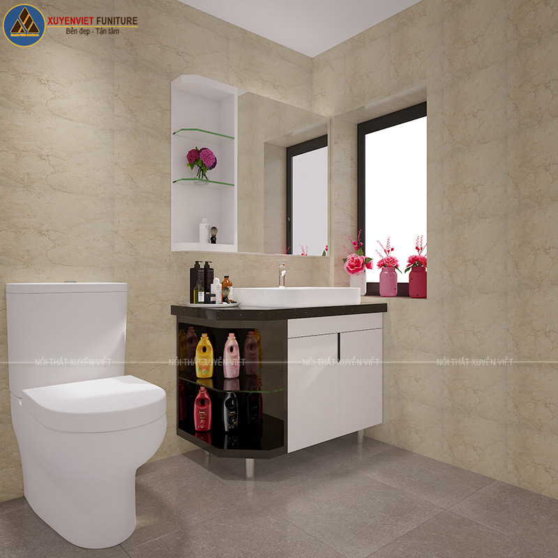 Bộ tủ lavabo hiện đại tông đen trắng LBK2038 giúp cho phòng tắm luôn luôn gọn gàng và ngăn nắp